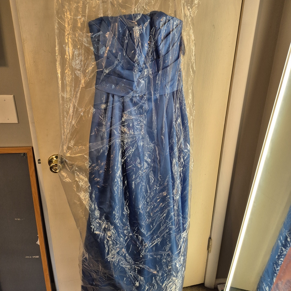 David's Bridal Elegant Blue Evening Gown - Picture 2 of 8